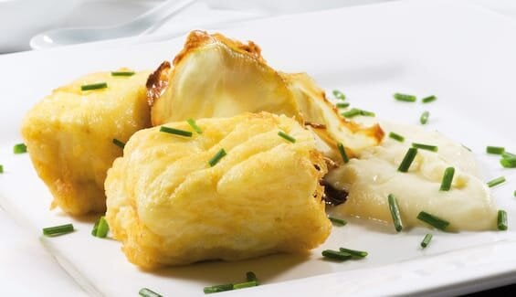 Bacalao Noruego fresco con puré de apio