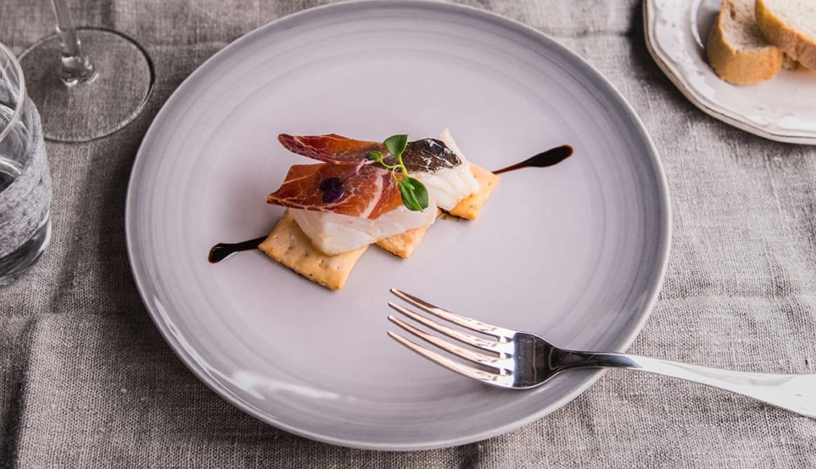 Tapa de Skrei con jamón ibérico de bellota by Cristina Lerena