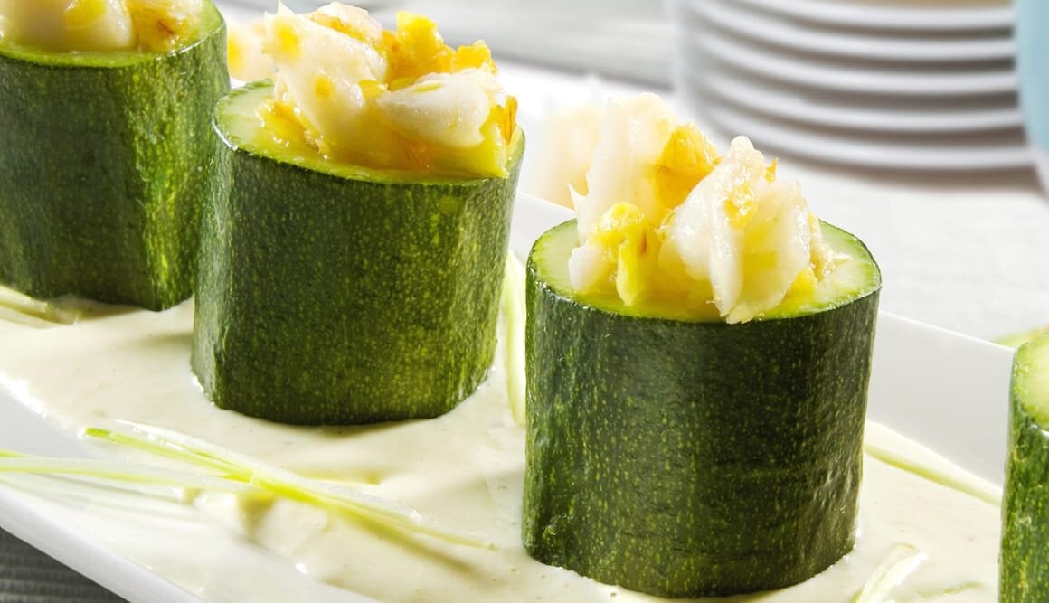 Calabacines rellenos de Bacalao Noruego fresco