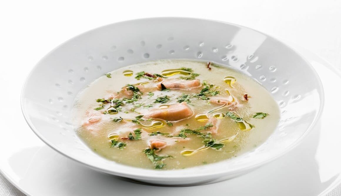 Crema de Salmón Noruego fresco con cilantro