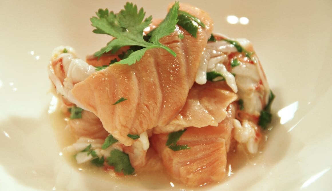 Ceviche de Salmón Noruego fresco y Gamba Ártica by Sergio Fernández