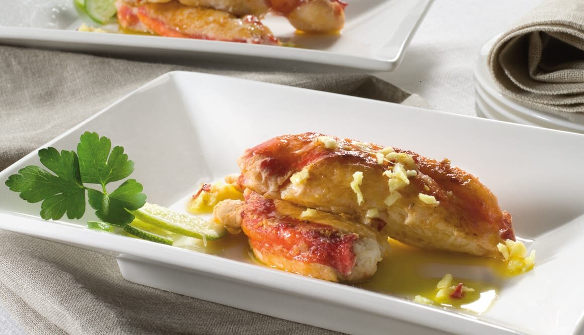 Cangrejo Rojo Real Noruego con lima y jengibre