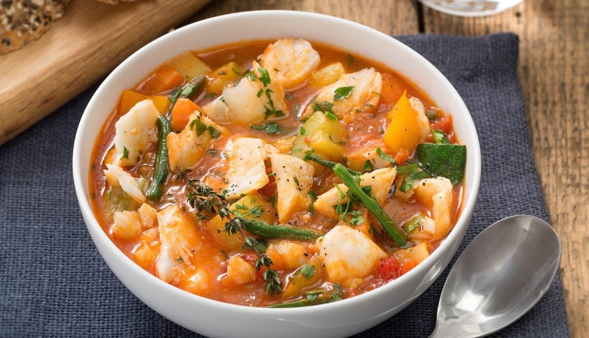 Sopa de tomate de Bacalao Noruego tradicional