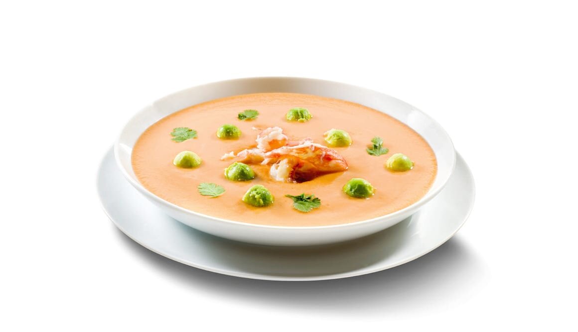 Gazpacho con Cangrejo Rojo Real Noruego y aguacate
