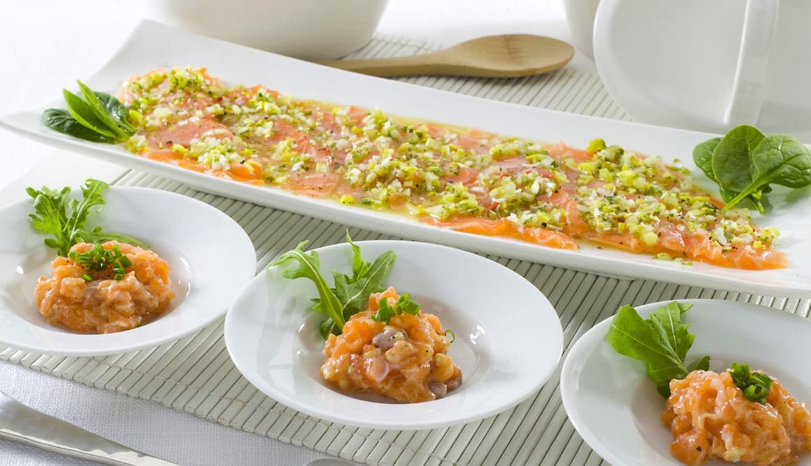Tiradito y tartar de Salmón Noruego fresco