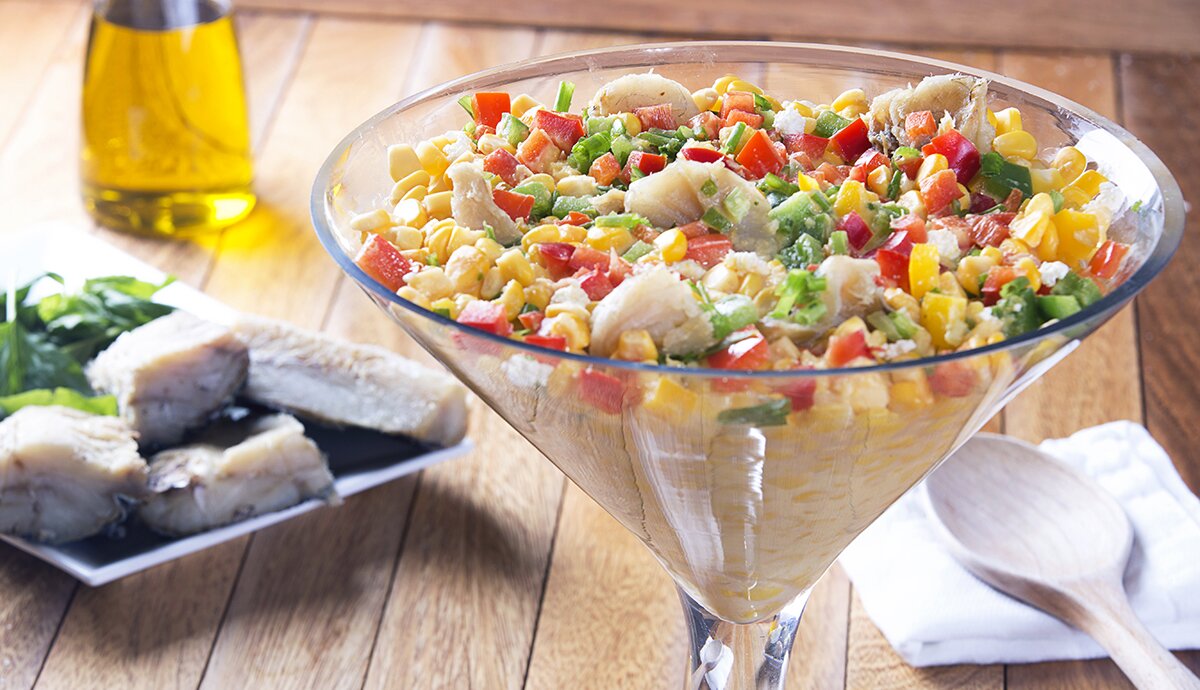 Bacalao Noruego tradicional con crema de maíz