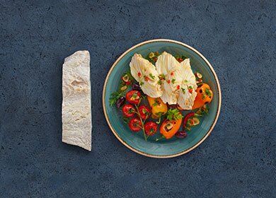 Bacalao salado noruego con pimientos 