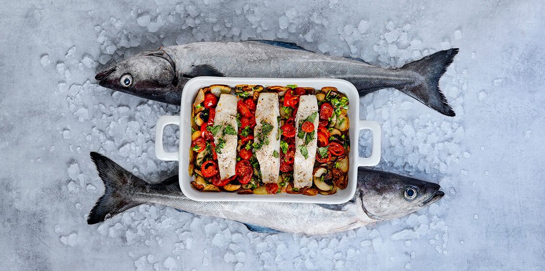 Fogonero noruego con salsa de albahaca