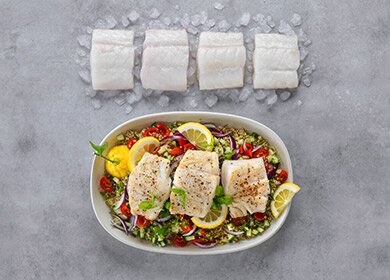 Skrei noruego con quinoa y chutney de menta