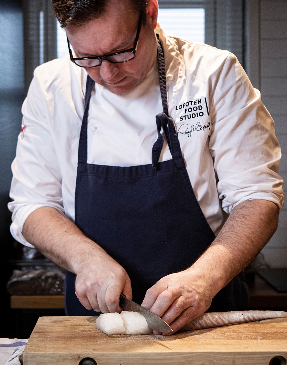 El Chef preparando skrei