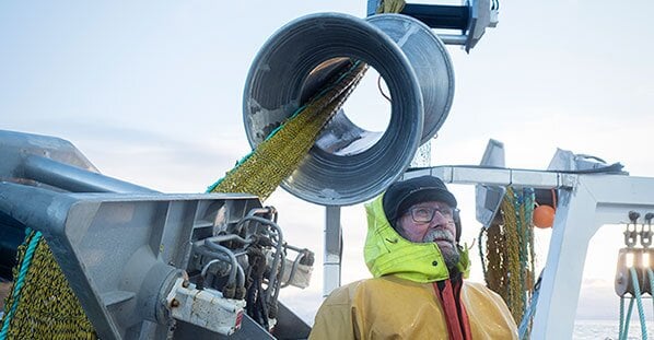 Old fisherman at sea